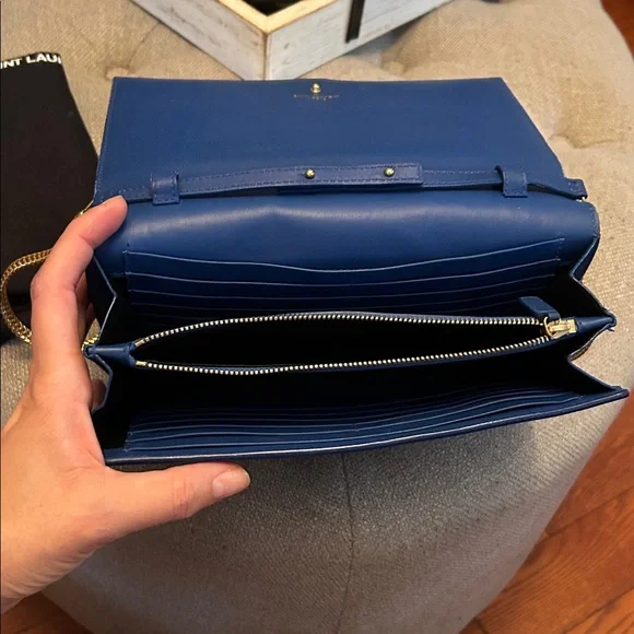 Yves Saint Laurent Y-Linge Clutch/Crossbody Gold Chain bag - Picture 10 of 11